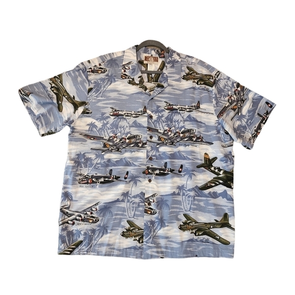 KALAHEO Airplane Fighter Bomber Hawaiian Shirt Short Sleeve Button Down Size 2XL - Picture 10 of 16